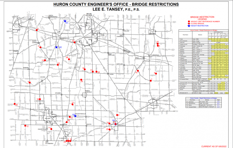 2022 Bridge Restriction Map